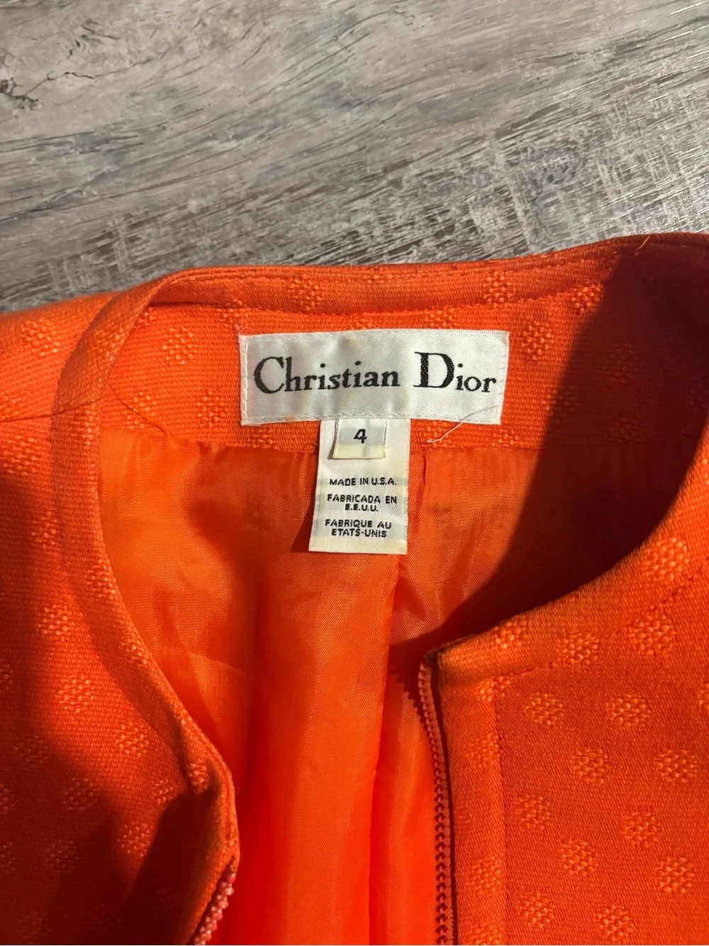 Rare Vintage Christian Dior Women's Orange Zip-Front Jacket